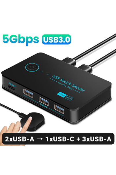 Choice USB 3.0 Switch USB3.0 KVM Switch Hotkey Switcher for PC Keyboard Mouse Printer 2 PCs Sharing 4 Devic