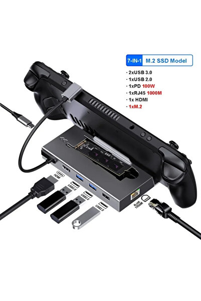 Choice 7 في 1 لـ Steam محطة إرساء USB C 7 في 1 لجهاز Steam Deck Nintend Switc...