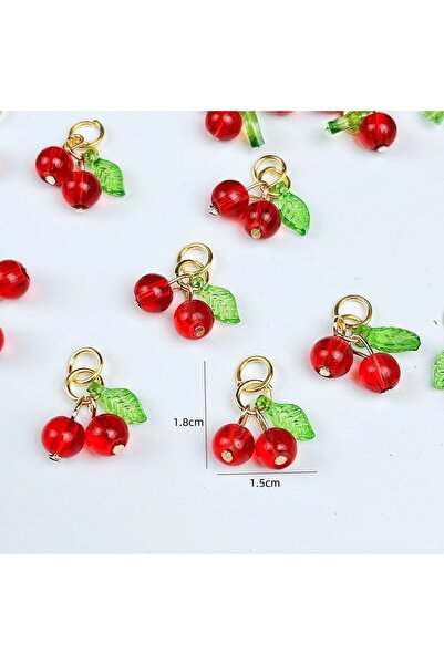 Choice 10 قطع من خرزات الأكريليك ثلاثية الأبعاد على شكل كرز أحمر زجاجي مقاس 1...