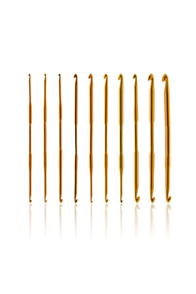 Choice 10Pcs/set Double End Crochet Hook Set Golden Aluminum Crochet Needles Knitting Crochet Markers Ri...