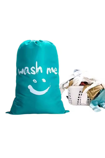 Choice حقيبة غسيل من النايلون الرمادي على شكل ابتسامة، قابلة للغسل في الغسالة...