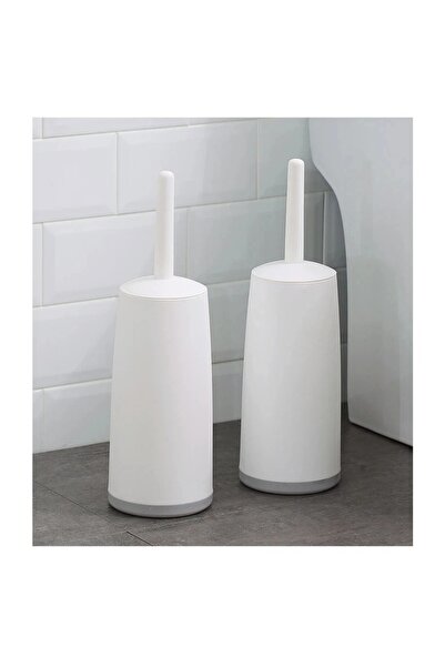 Choice فرشاة مرحاض بلاستيكية بيضاء قطعة واحدة مع قاعدة قائمة ومقبض طويل لتنظي...