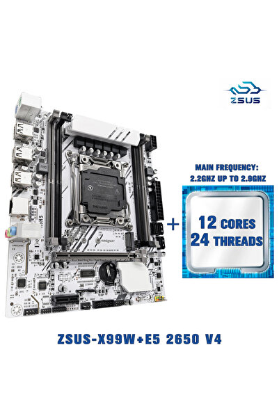 Choice Motherboard+CPU X99-W ZSUS Motherboard Set Kit With A2011-3 Xeon E5 2650 V4 CPUMemory NVME M.2 SATA