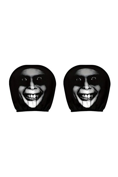 Choice 2pcs A Print Car Headrest Cover 2025 Halloween Universal Black Decoration Big-eye Car Seat Headrest