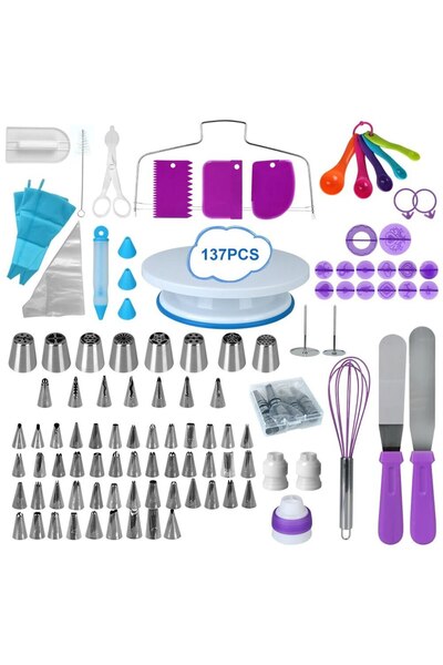 Choice 137PCs 137Pcs Cake Decorating Tools Kit Pastry Turntable Kit Piping No...
