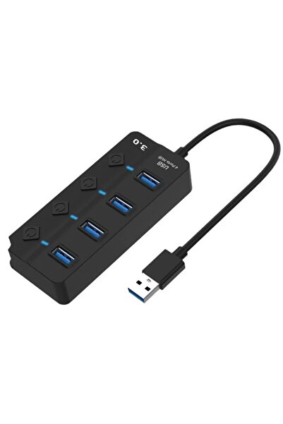 Choice أسود - موزع USB 3.0 بأربعة منافذ وموزع USB 2.0 ومحول USB 4 في 1 ومفتاح...