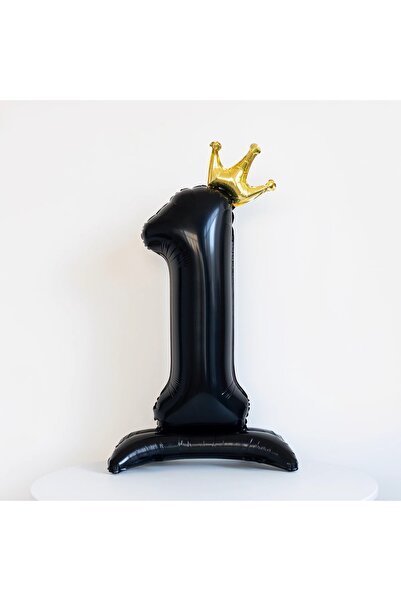 Choice بالون أسود مقاس 40 بوصة 1 بالونات رقمية سوداء ذات تاج ذهبي مقاس 40 بوص...