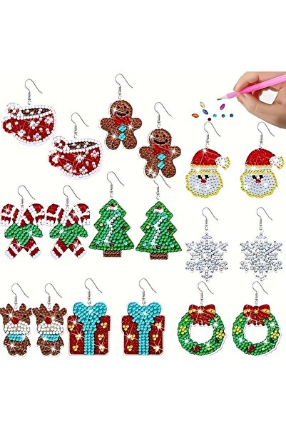 Choice 4x5cm 9pc 9/Set of Christmas collection patterned diamond painted earr...