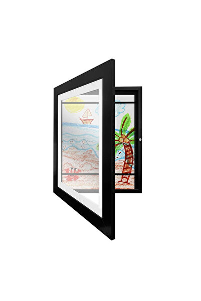 APWIKOGER إطارات خشبية سوداء ذات فتحة أمامية لعرض الأعمال الفنية وإطارات تخزين مقاس 5.9 × 4.3 إطار داخلي إطار A6 للأطفال