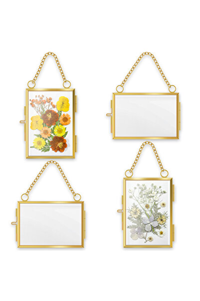 Choice إطار صور زجاجي مزدوج أبيض مكون من 4 قطع - إطار عائم مخصص للصور - ديكور حائط.