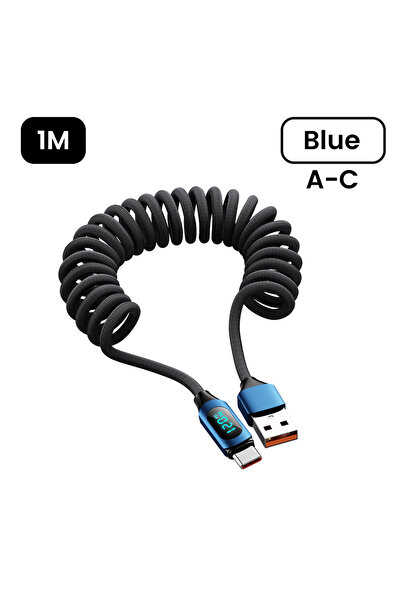 Choice كابل بيانات شحن سريع قابل للسحب من USB إلى Type-c أزرق A-C بطول 1 متر ...