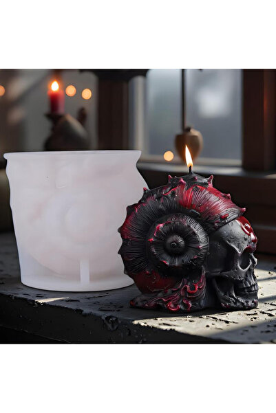 Choice قالب شمعة جمجمة هالوين على شكل جمجمة محارة، شمعة جمجمة ثلاثية الأبعاد ...