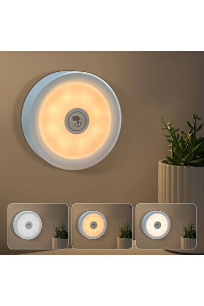 GGBEE 3 colors LED Night Light with Push Button Switch Wireless Wall Lamp 3 C...