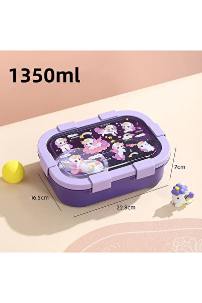 Choice صندوق بينتو محمول من الكرتون بسعة 1000/1350 مل من أرجواني PP مع وعاء ح...