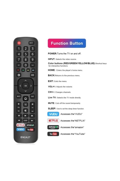 Choice جهاز تحكم عن بعد عالمي جديد أسود EN2A27 لجميع أجهزة التحكم عن بعد في تلفزيون Hisense، جهاز تحكم بديل لجهاز Hisense-Smart-T