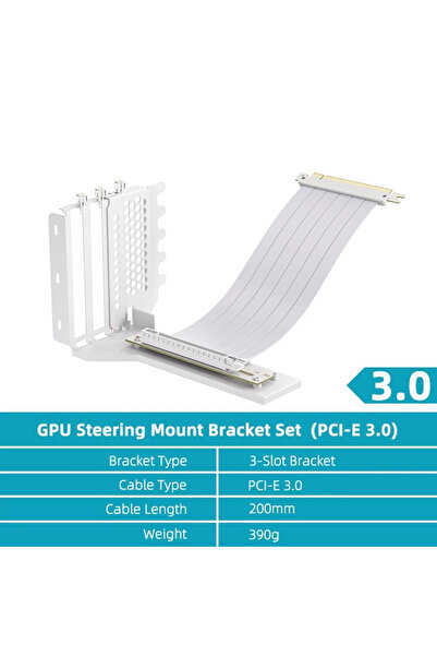 Choice 20cm 7.87inch PCI-E 3.0 Set-White GPU Vertical Mounting Bracket Kit, P...