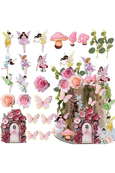 Choice 28pcs Fairy Cake Topper Butterfly Cake Decoration Mushroom Cake Decora...