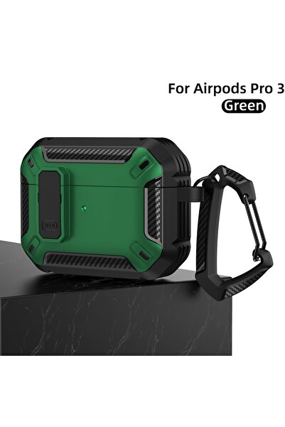 Choice غطاء حماية لجهاز AirPods Pro 3 باللون الأخضر مع قفل آمن لجهاز AirPods ...