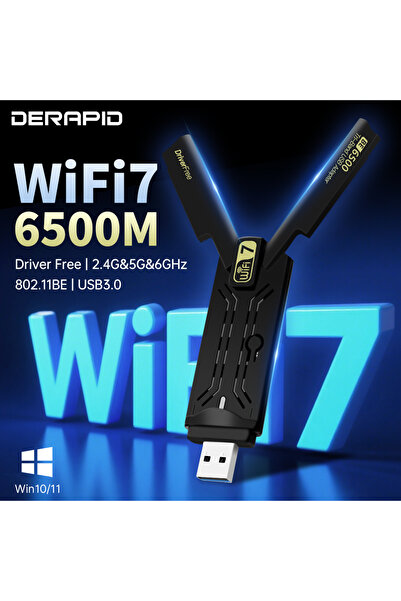 Choice محول واي فاي 7 ثلاثي النطاق BE6500 USB بطاقة شبكة لاسلكية BE6500 بسرعة 6500 ميجابت في الثانية USB3.0 2.4 جيجاهرتز/5 جيجاهرتز/6 جيجاهرتز