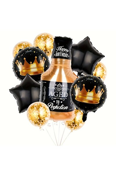 Choice مجموعة بالونات خماسية سوداء من 10 قطع من زجاجات الويسكي لتزيين مهرجان ...