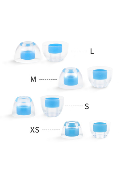Choice 4 أزواج من سدادات الأذن الزرقاء OKCSC YTZ4 الشفافة والصديقة للبشرة القابلة لإعادة الاستخدام، 4 أزواج من السيليكون السائل