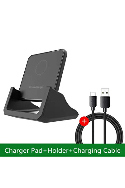 Vikefon حامل شاحن لاسلكي 30 وات أسود مع حامل سطح المكتب فائق النحافة للهواتف ...