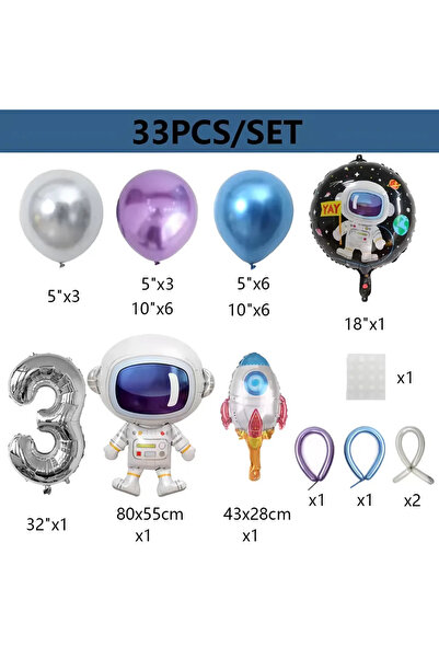 Choice مجموعة أخرى من 33 قطعة من بالونات صاروخ رائد الفضاء الخارجي - ديكور قا...