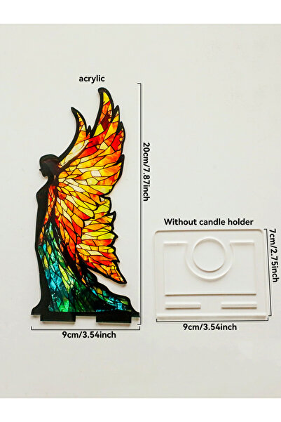 Choice زينة حامل شموع أكريليك BS5110 بتصميم قوس قوطي مع نقش تنين ملون وسماء م...