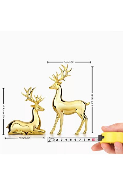 Choice تمثال رنة أنيق من الراتينج الذهبي، زينة عيد الميلاد مطلية بالذهب، ديكور طاولة طعام غرفة المعيشة الفاخرة