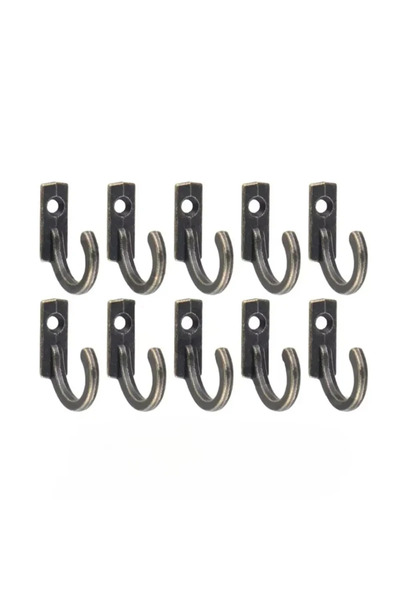 Choice اللون البرونزي - 10 قطع 10 قطع خطافات حائط صغيرة عتيقة ذات مشبك منحني ...