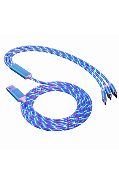 Choice كابل شحن الهاتف 3 في 1 متعدد المنافذ USB عالمي متدفق بإضاءة LED، بطول ...
