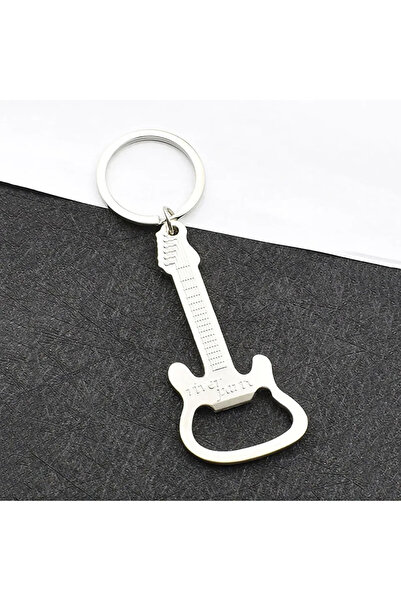 Choice سلسلة مفاتيح فضية من قطعة واحدة مستوحاة من الجيتار - حلقة مفاتيح أنيقة...