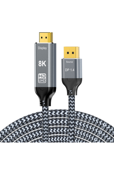 Choice كابل DisplayPort إلى HDMI رمادي بطول 3 أمتار بدقة 8K عند 60 هرتز، و4K ...