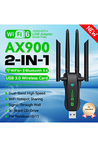 Choice WiFi6 BT5.4 WIFI6 AX900 USB WiFi Bluetooth 5.4 Wireless Adapter Dual Band 2.4G+5GHz 4 Antennas 900Mb