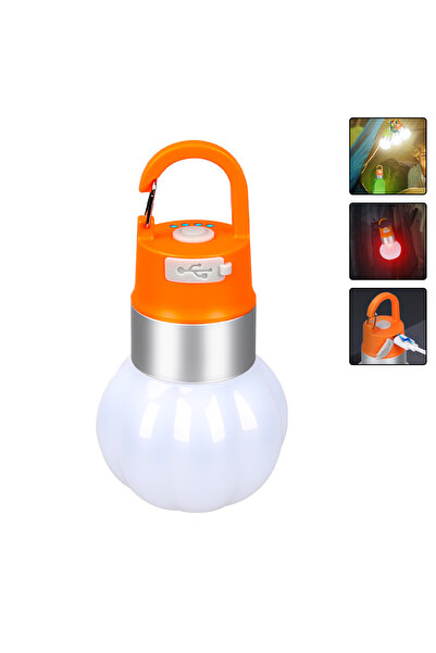 Heinast مصباح يدوي برتقالي صغير LED محمول بمنفذ USB C قابل لإعادة الشحن مصباح RGB محيطي للتخييم في الهواء الطلق وماء