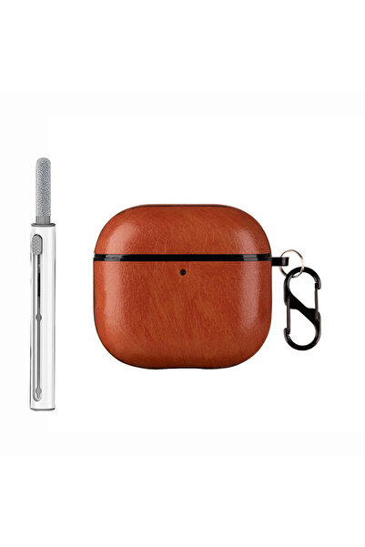 Choice حافظة جلدية ريترو مع قلم شفاف لسماعات AirPods 4 باللون البني مع غطاء A...