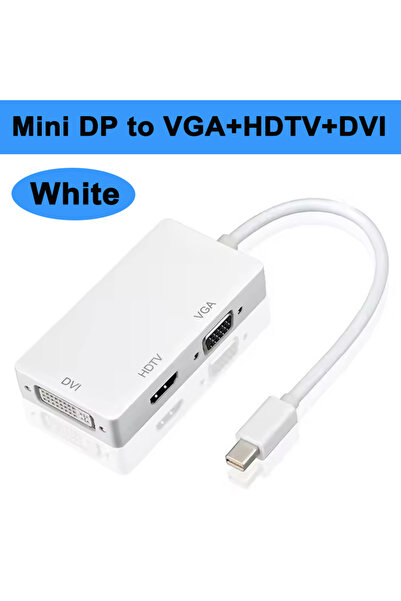 Choice محول Thunderbolt أبيض 3 في 1 من منفذ DP ذكر إلى VGA DVI أنثى متوافق مع...