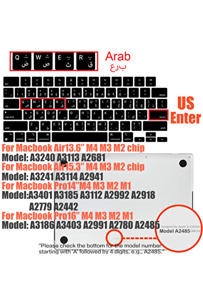 Choice US Arab Compatible keyboard cover for 2025 MacBook Air 13.6 M4 A3240 A3113 MacBook Pro14 16 M4 M3 A3