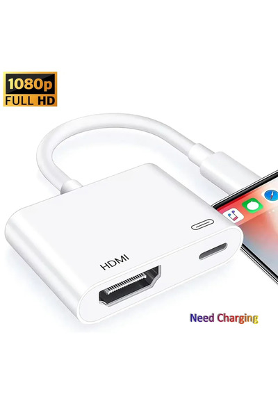 Choice need power supply TV Monitors Projector 8Pin Port to HDMI Adapter Compatible iPhone to HDMI Adapter