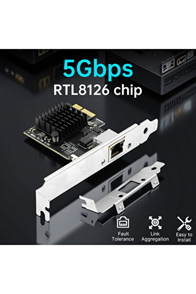 Choice RTL8126 Chip 5G RTL8126 Chip PCIe To RJ45 Network Card Gigabit Ethernet Lan Controller Adapter 100/1