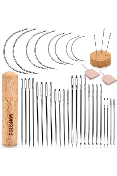 Choice3 مجموعة إبر خياطة جلدية من Style4 مكونة من 32 قطعة، إبر خياطة تنجيد شد...