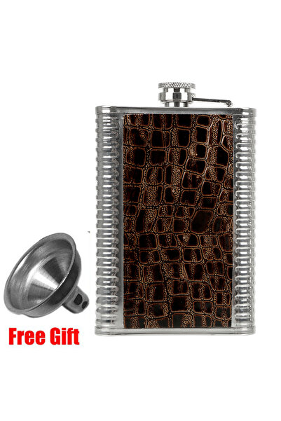 Choice 8oz Brown F Leather Hip Flask Funnel Wine Pocket Flask 8Oz Pocket Whis...