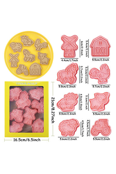 Choice Farm Animal 8pcs Farm Animal Biscuit Mold 3D Cake Cutters Cookie Mold ...