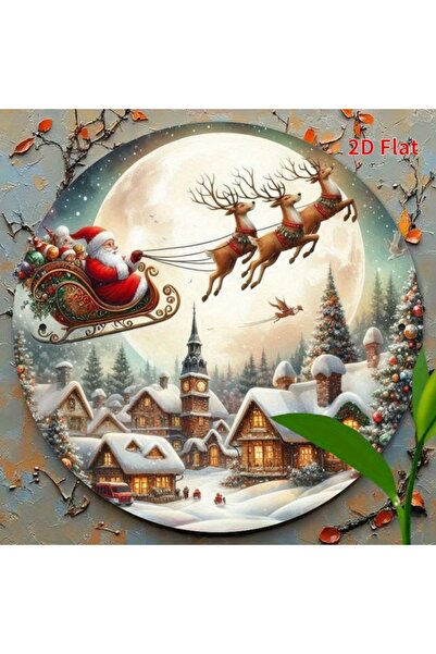 HELLOYOUNG ديكور جداري معدني على شكل زلاجة سانتا كلوز عتيقة مقاس 20×20 سم - د...