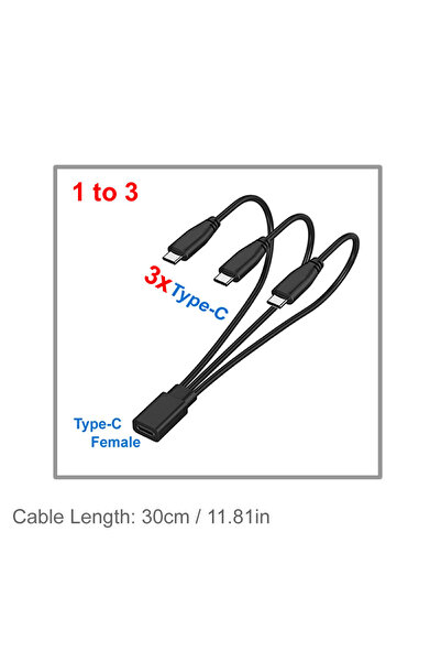 Choice 1 إلى 3xType-C 3/4/6 منفذ نوع C أنثى إلى ذكر كابل مقسم USB-C متعدد الم...