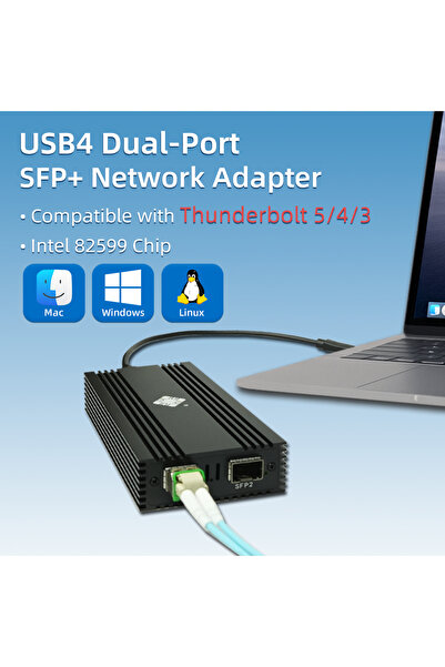 Choice Dual Port 10G SFP+ USB4 Ethernet Network Thunderbolt 5/4/3 Compatible Intel 82599ES Chip 2 Port 1...
