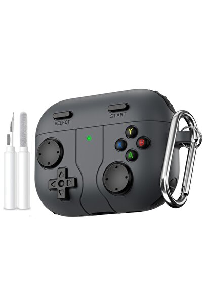 Choice حافظة لجهاز AirPods Pro 3 باللون الأسود مع قلم من السيليكون الناعم لجه...