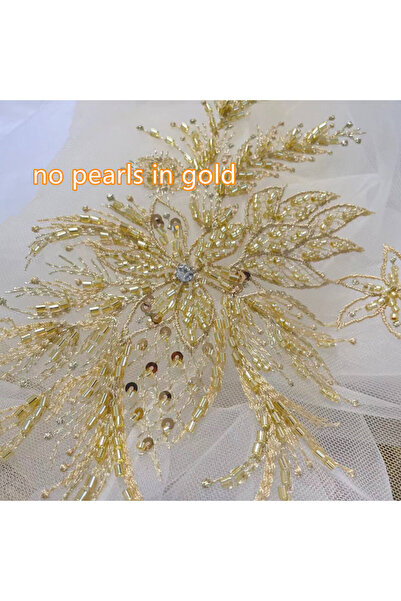 choice2 Gold 1Pair Beading Colored Lace Flower Applique Wedding Dress Childre...