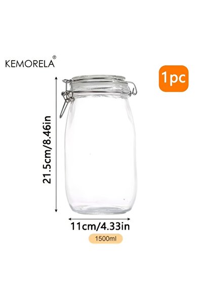 Choice وعاء تخزين زجاجي من البورسليكات سعة 1500 مل مع غطاء محكم الإغلاق، خالٍ من مادة BPA، آمن للاستخدام في غسالة الأطباق