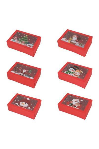 Choice 22.3 × 15.1 × 7.1 سم، أحمر، 6 قطع، صناديق هدايا للدونات والكب كيك والح...